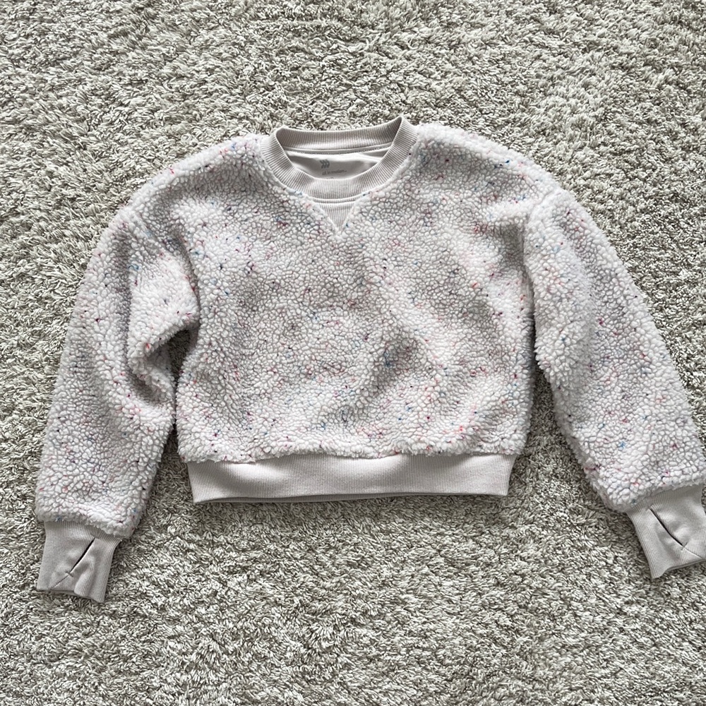 All in Motion Girls Speckled White Crew Neck Sweater